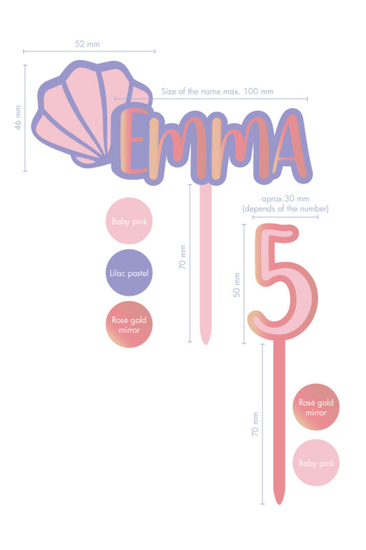 Cake topper name and number mermaid measurements