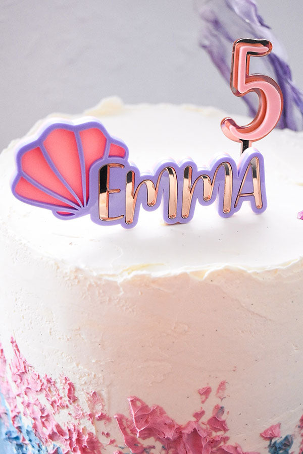 Cake topper name and number mermaid