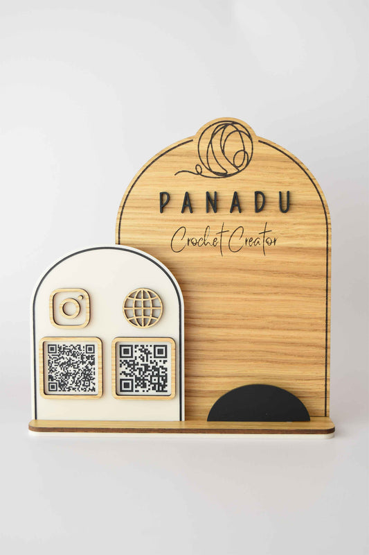 Business display "half moon" with business cards holder